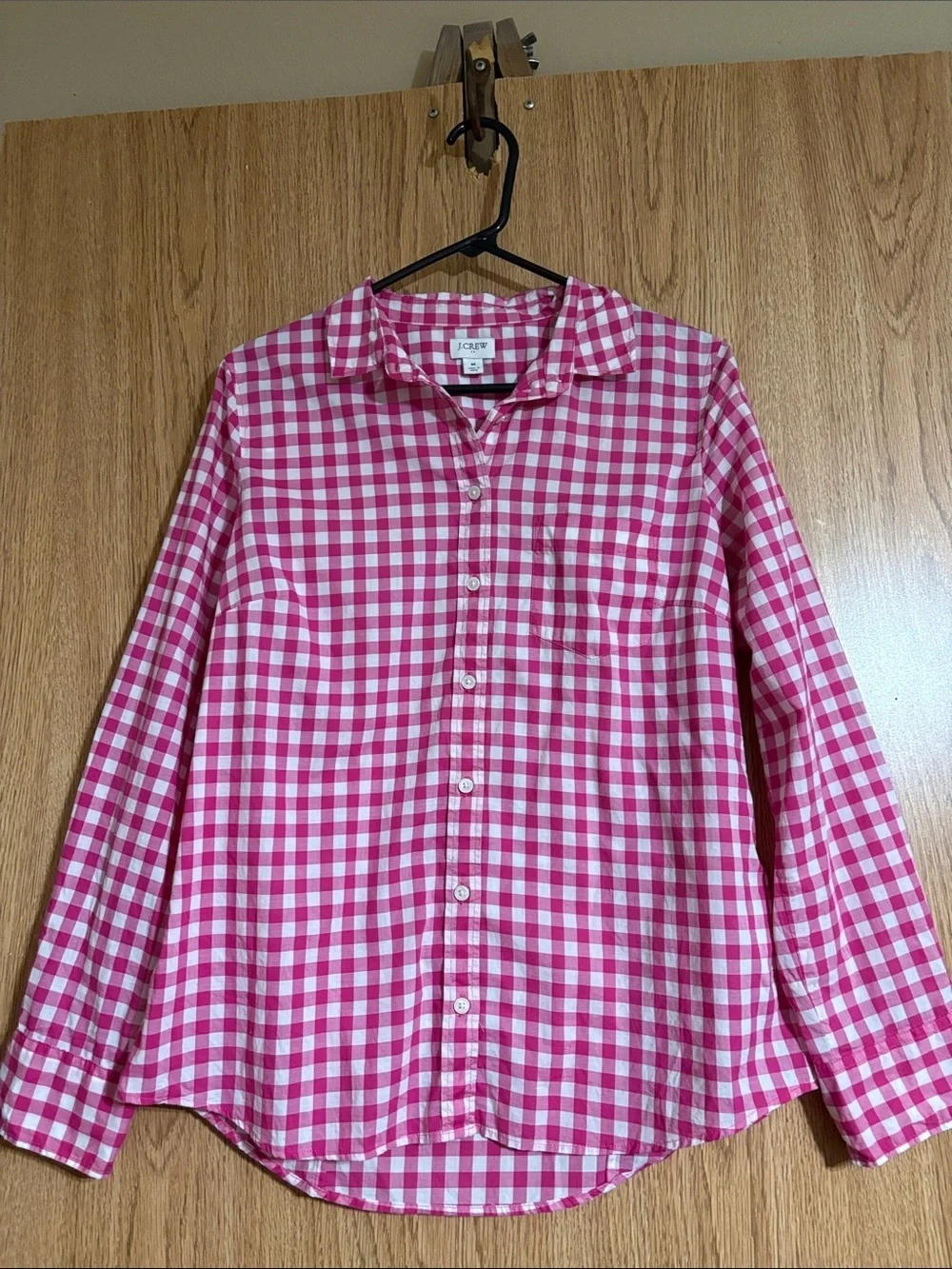 J. Crew Pink and White Gingham Shirt
